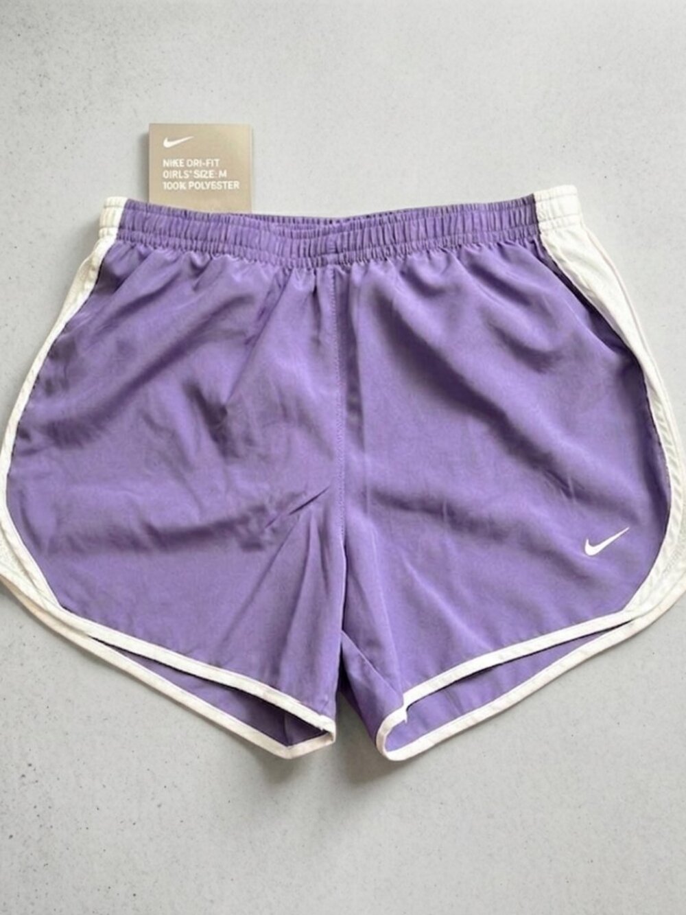 Nike Girls' Lavender & White Dri-FIT Tempo Running Shorts - Size Large